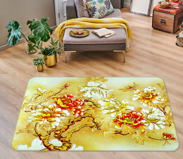3D Flower Pattern 32095 Non Slip Rug Mat