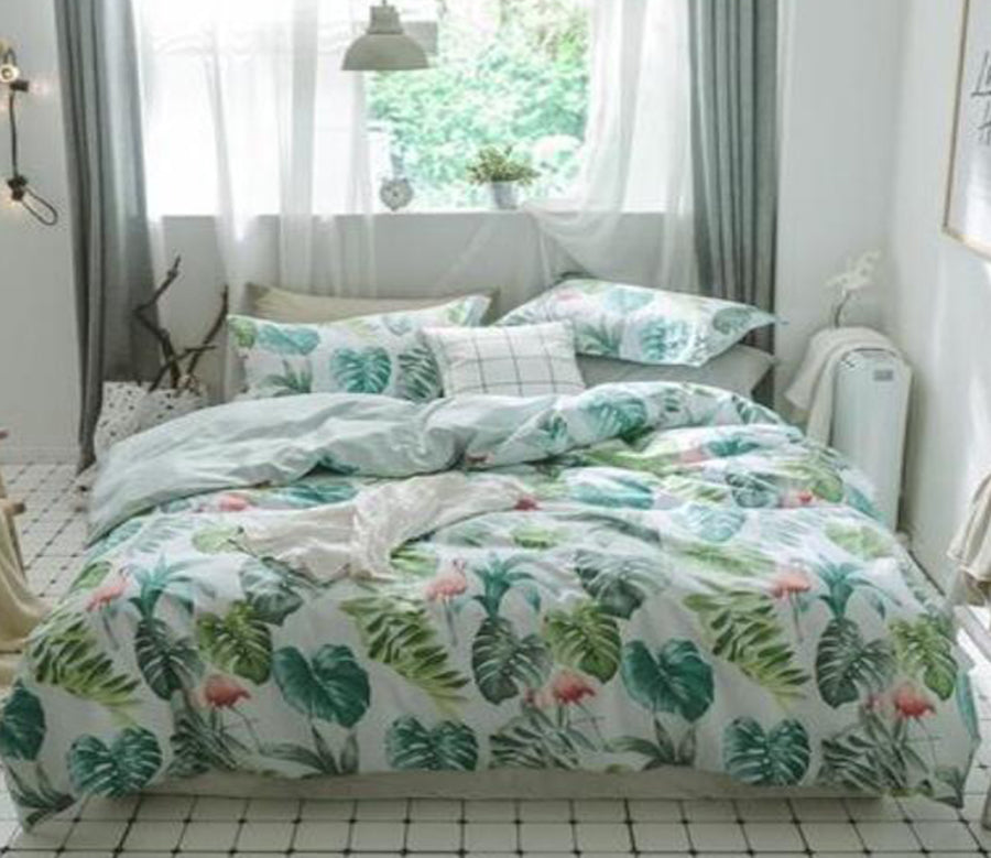 3D Leaves Flamingo 15200 Bed Pillowcases Quilt