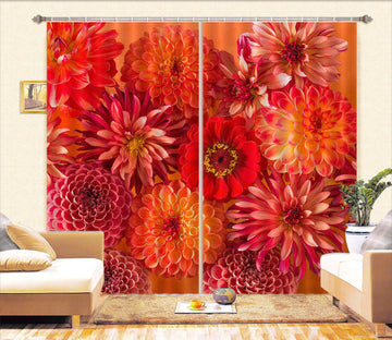 3D Red Chrysanthemum 226 Assaf Frank Curtain Curtains Drapes Curtains AJ Creativity Home 