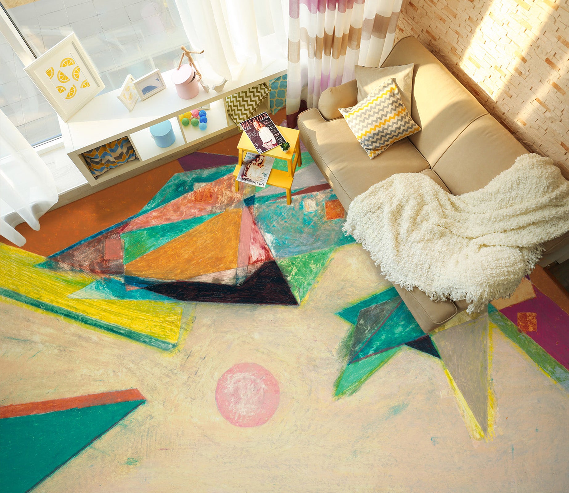 3D Colorful Triangle Pattern 9932 Allan P. Friedlander Floor Mural