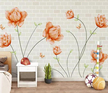3D Orange Flowers 1076 Wall Murals Wallpaper AJ Wallpaper 2 