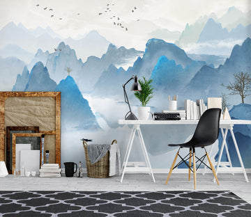 3D Mountain Tree 1064 Wall Murals