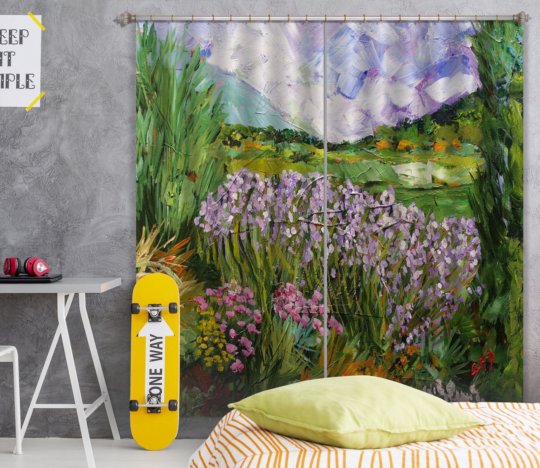 3D Purple Flowers 259 Allan P. Friedlander Curtain Curtains Drapes Curtains AJ Creativity Home 