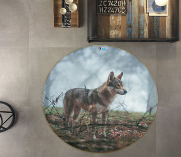 3D Wolf 81212 Round Non Slip Rug Mat