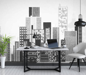 3D Black Building 1051 Wall Murals