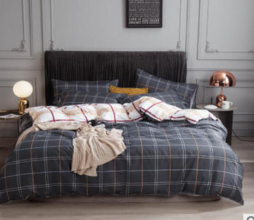 3D Black Grid 14222 Bed Pillowcases Quilt