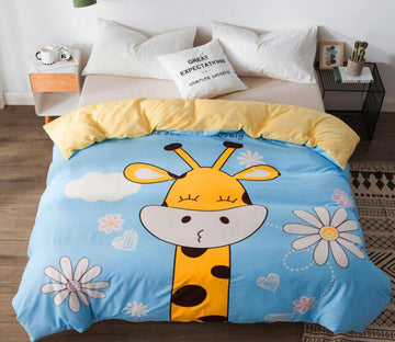 3D Cartoon Giraffe 3016 Bed Pillowcases Quilt