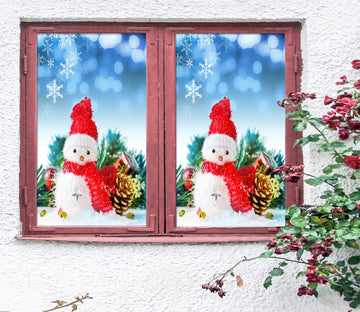 3D Snowman 43084 Christmas Window Film Print Sticker Cling Stained Glass Xmas