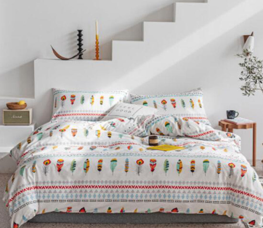 3D Colorful Homestay Style Feathers 14014 Bed Pillowcases Quilt
