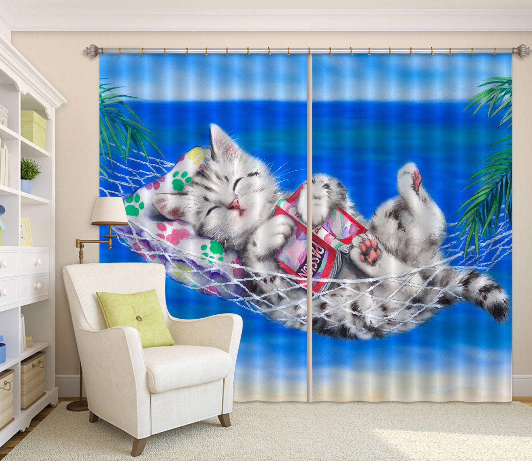 3D Cat Book 9038 Kayomi Harai Curtain Curtains Drapes
