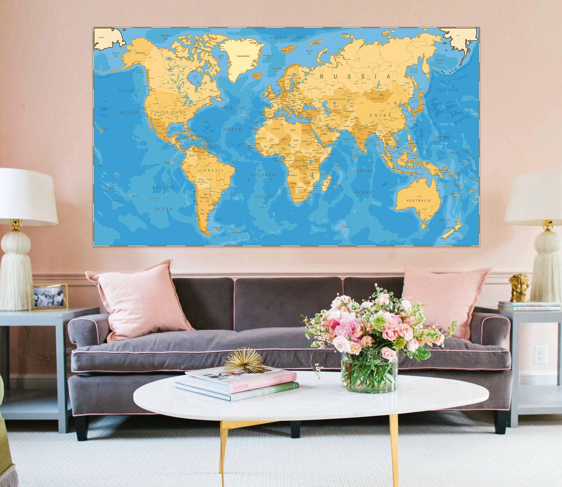 3D Gold Pattern 248 World Map Wall Sticker Wallpaper AJ Wallpaper 2 