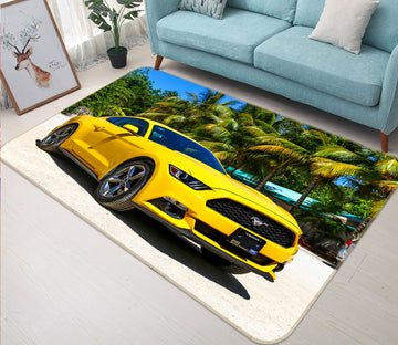 3D Coconut Tree Yellow Car 67236 Vehicle Non Slip Rug Mat