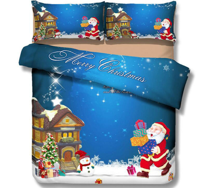 3D Christmas Snow Cabin 1151 Bed Pillowcases Quilt