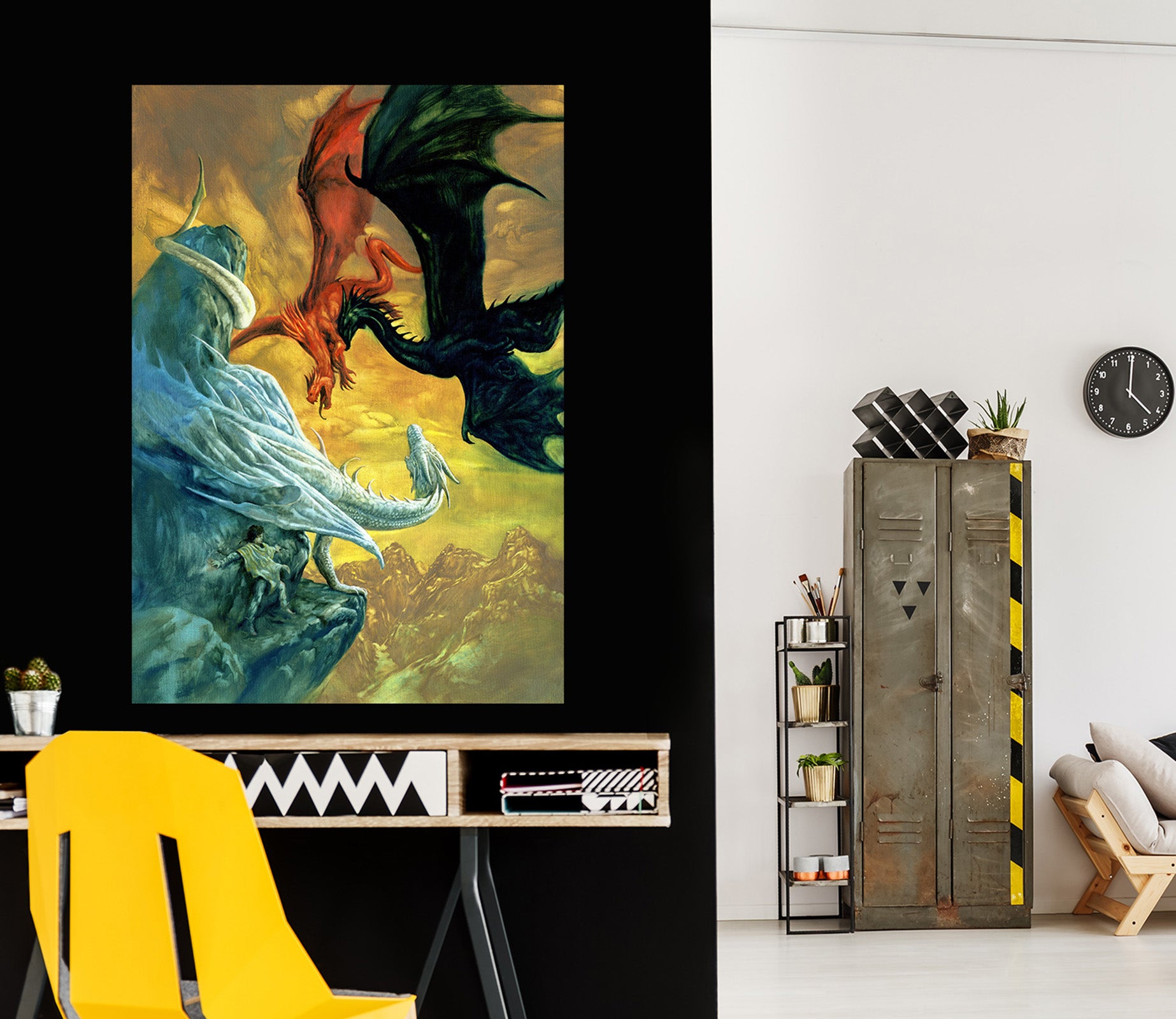 3D Black White Red Dragon 8124 Ciruelo Wall Sticker