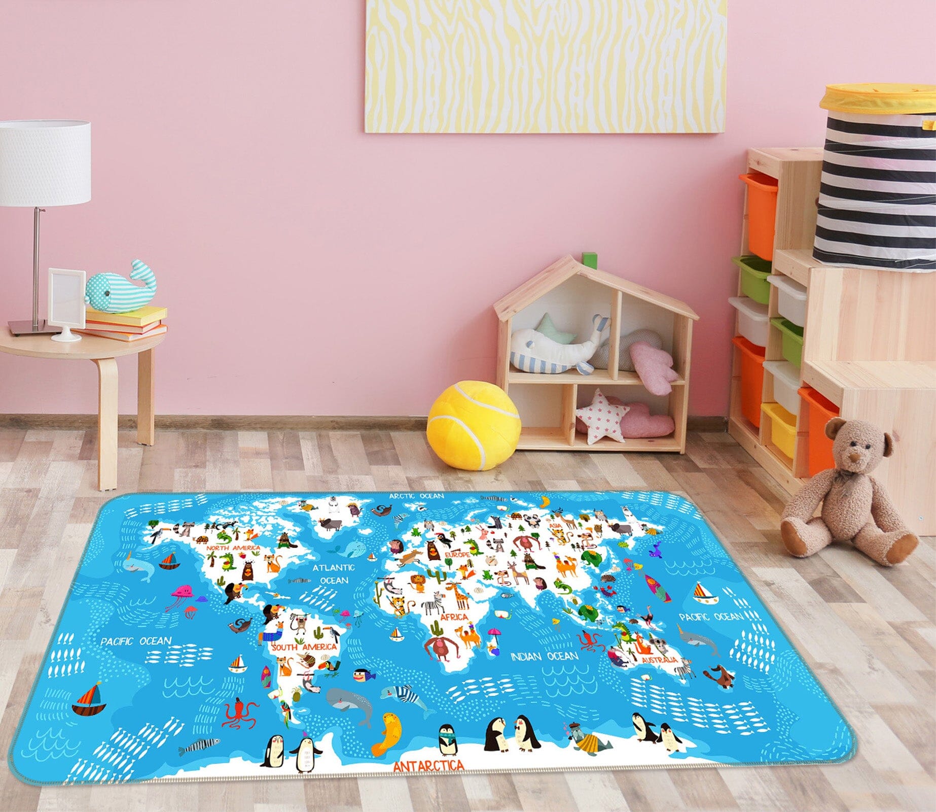 3D Animal Park 269 World Map Non Slip Rug Mat Mat AJ Creativity Home 