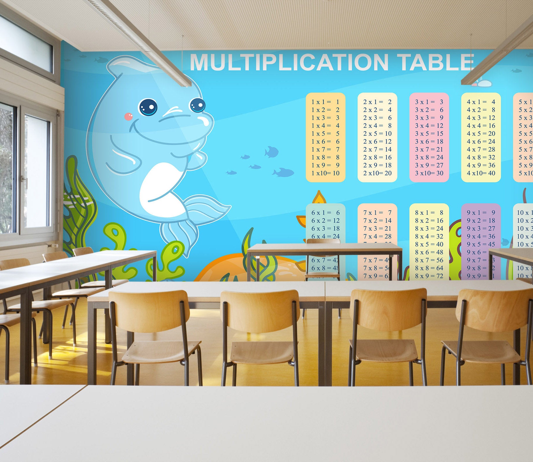 3D Dolphin Number 190 Wall Murals