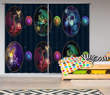 3D Dragon Egg 109 Rose Catherine Khan Curtain Curtains Drapes Curtains AJ Creativity Home 