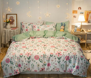 3D Pink Flowers 40292 Bed Pillowcases Quilt