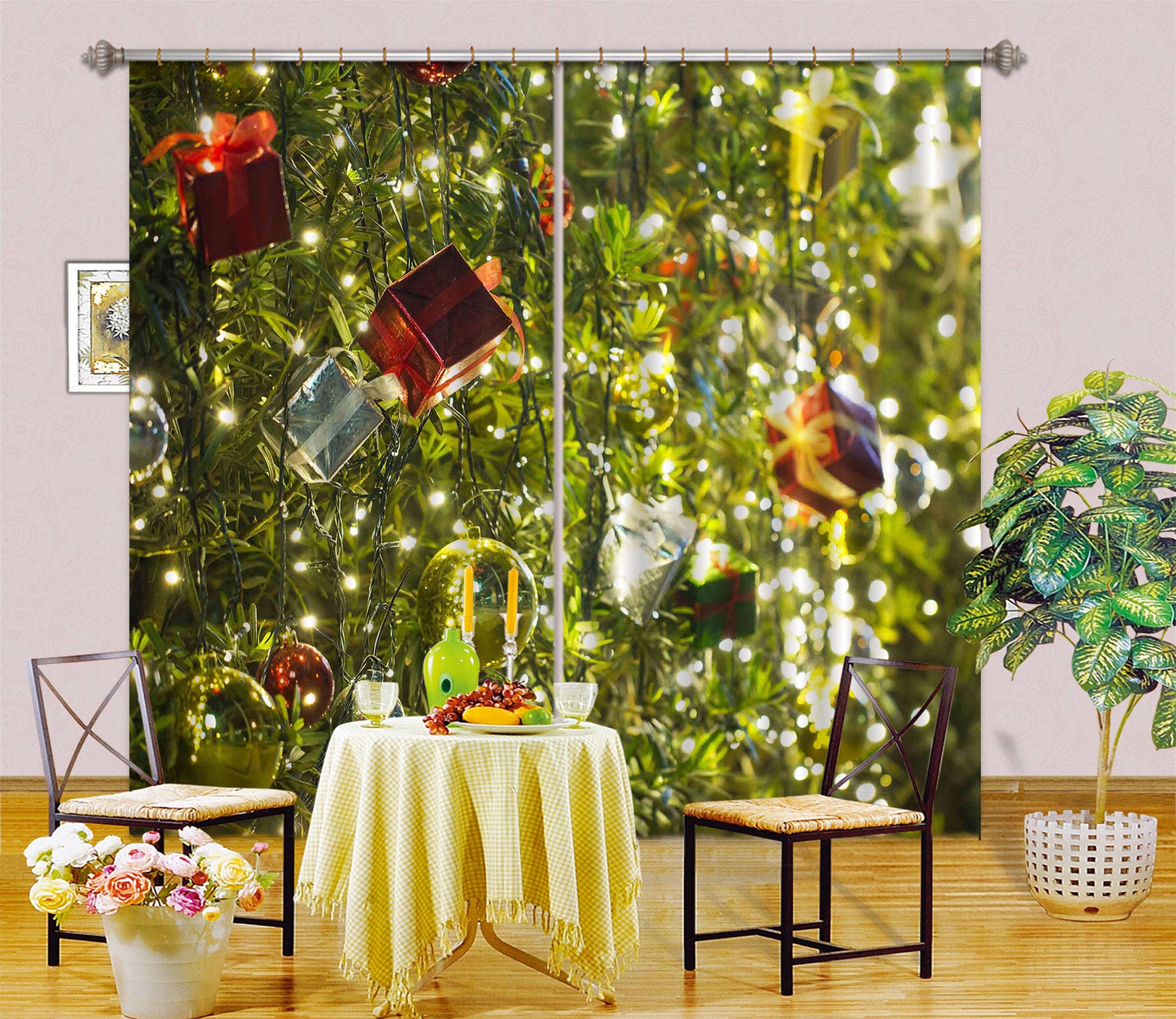 3D Gift Box Pendant 52056 Christmas Curtains Drapes Xmas