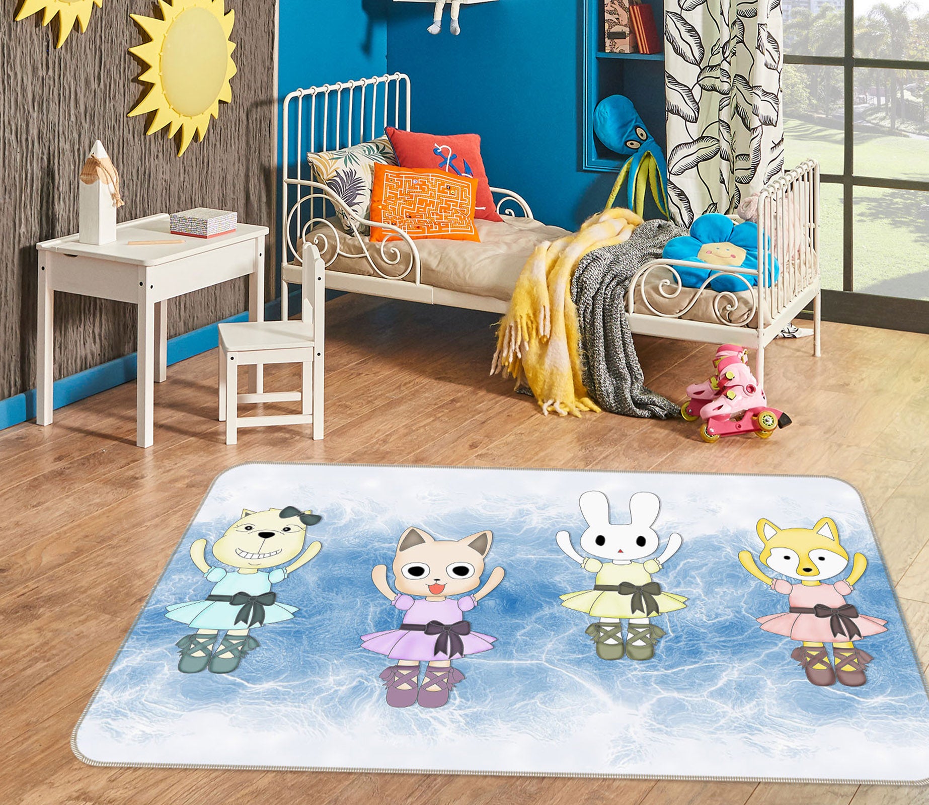 3D Cartoon Cat Rabbit 34034 Non Slip Rug Mat