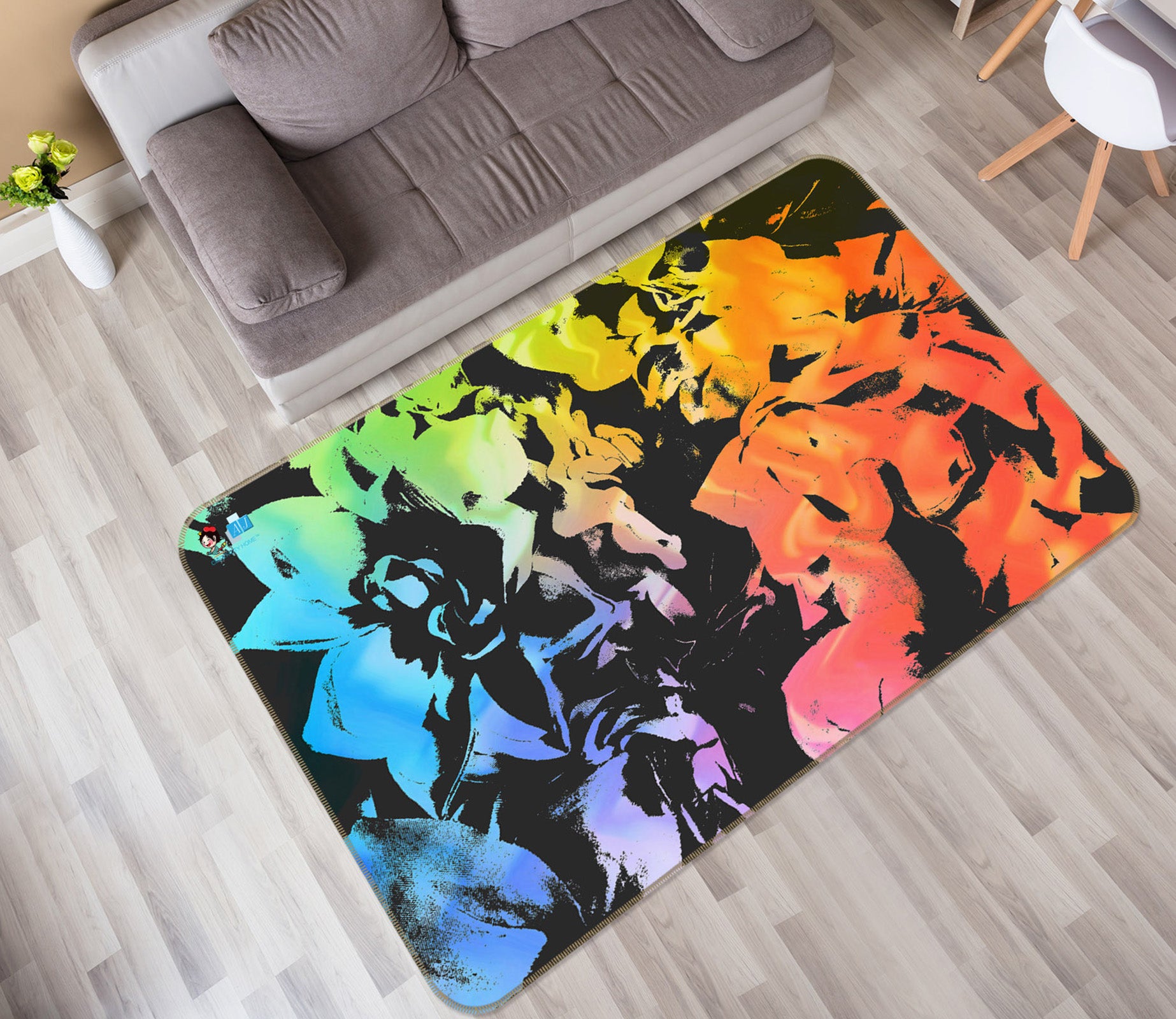 3D Color Flower Pattern 19158 Shandra Smith Rug Non Slip Rug Mat