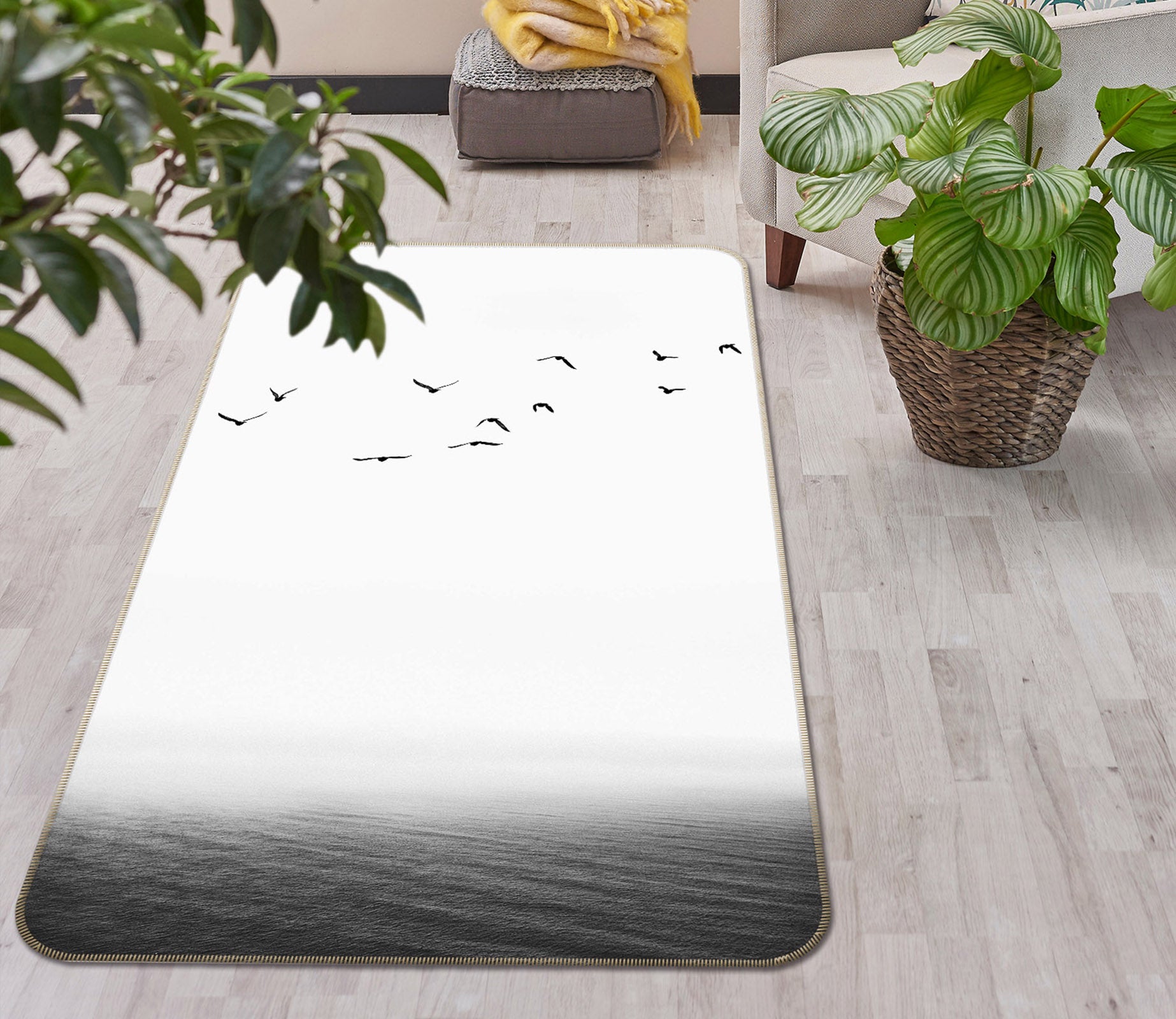 3D Black Grey Lake 84144 Boris Draschoff Rug Non Slip Rug Mat
