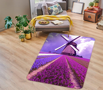 3D Windmill Lavender Bushes 76191 Non Slip Rug Mat