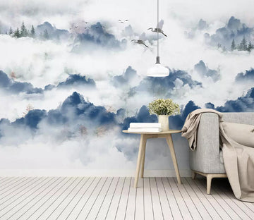 3D Crane Mountain Cloud WC738 Wall Murals