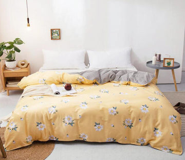 3D Small White Flowers On Yellow Background 2039 Bed Pillowcases Quilt