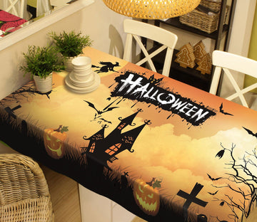 3D Moon Villa Cemetery 045 Halloween Tablecloths Wallpaper AJ Wallpaper 
