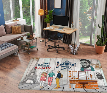3D Barbershop Eiffel Tower 77045 Non Slip Rug Mat