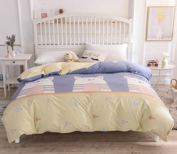 3D Yellow Gray Stitching Bear 4139 Bed Pillowcases Quilt