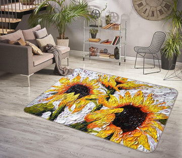 3D Sunflowers 1004 Dena Tollefson Rug Non Slip Rug Mat Mat AJ Creativity Home 