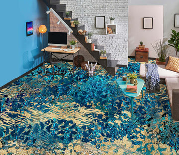 3D Blue Gold Pattern 102144 Andrea Haase Floor Mural