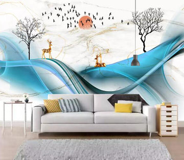 3D Bird Swarm Tree WC2307 Wall Murals