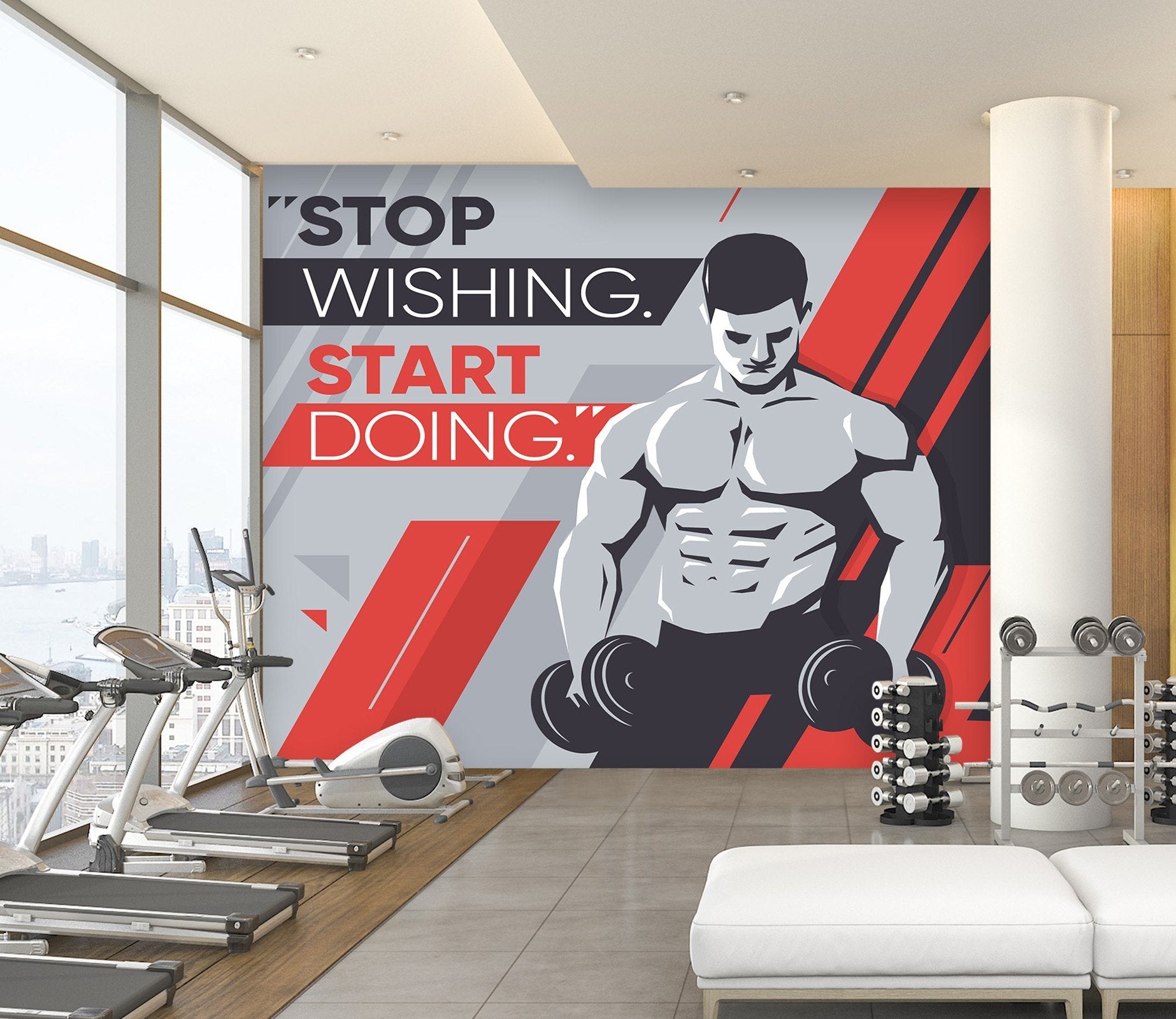 3D Abdominal Muscle Dumbbell 095 Wall Murals Wallpaper AJ Wallpaper 2 