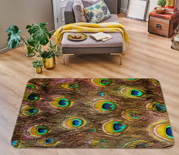 3D Peacock Feather 30016 Non Slip Rug Mat