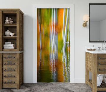 3D Orange Reflection Trunk 12029 Marco Carmassi Door Mural
