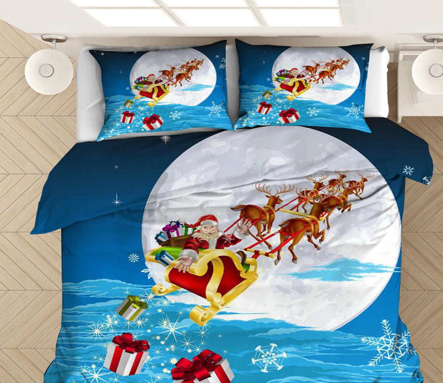 3D Santa Sleigh 46055 Christmas Quilt Duvet Cover Xmas Bed Pillowcases