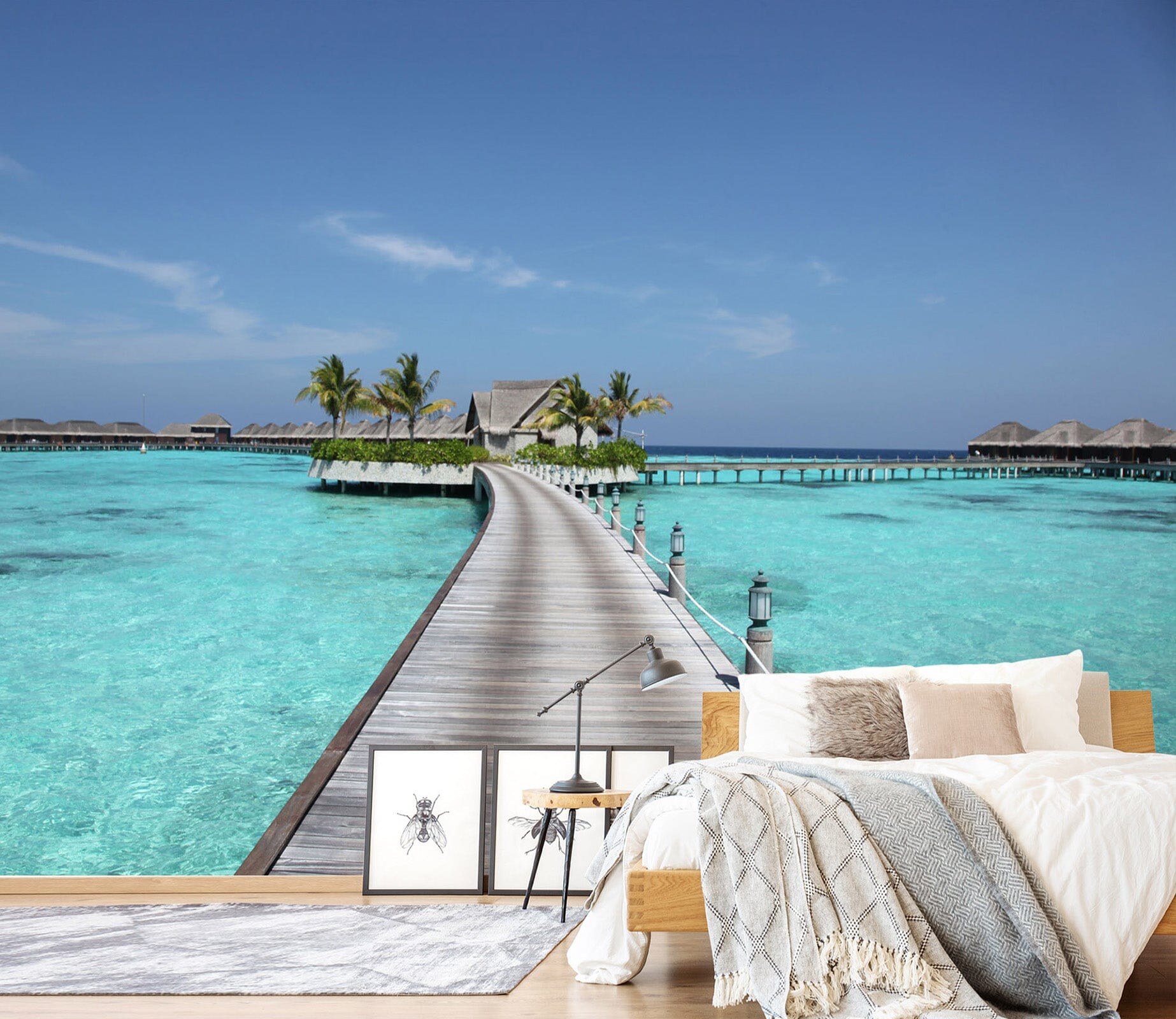 3D Sea Wooden Bridge 052 Wall Murals Wallpaper AJ Wallpaper 2 