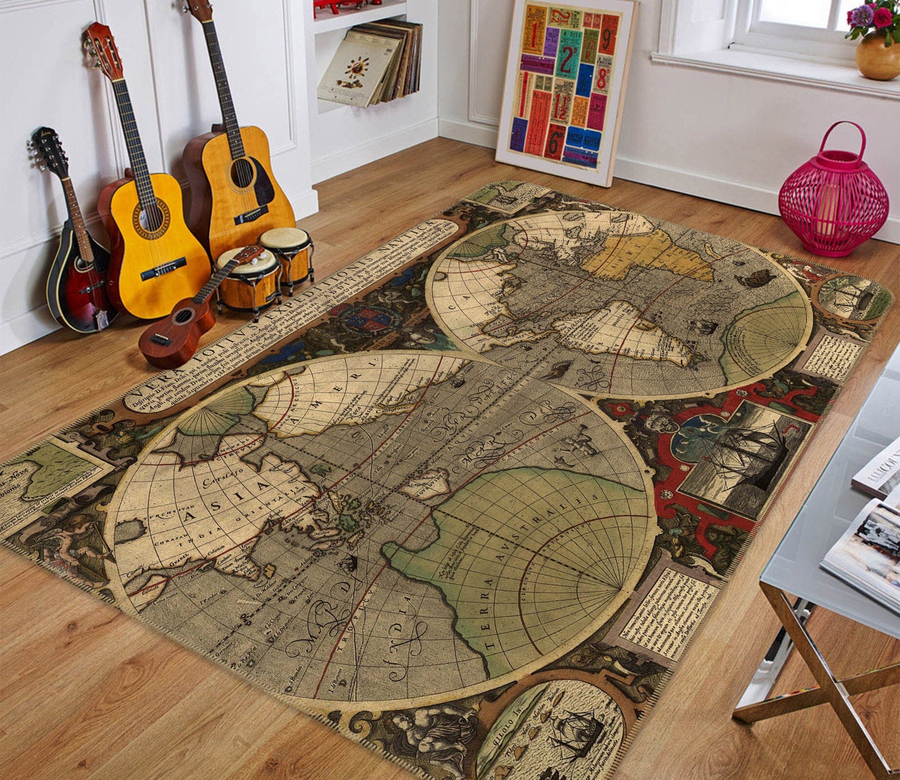 3D Ocean Base 212 World Map Non Slip Rug Mat Mat AJ Creativity Home 