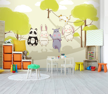 3D Panda Hippo 263 Wall Murals