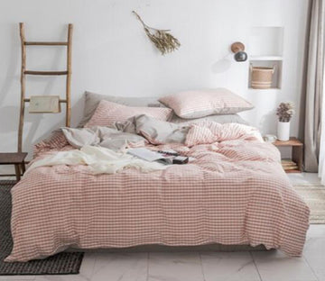 3D Pink Small Lattice 15061 Bed Pillowcases Quilt