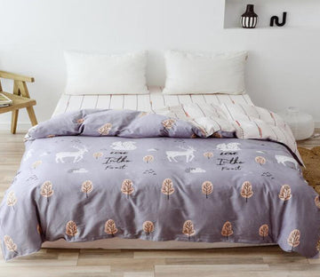 3D Tree Deer 3180 Bed Pillowcases Quilt