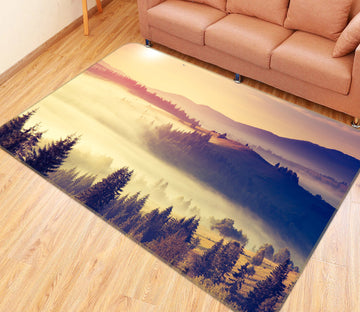 3D Mountains Trees 35028 Non Slip Rug Mat