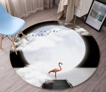 3D Flamingo 82030 Animal Round Non Slip Rug Mat