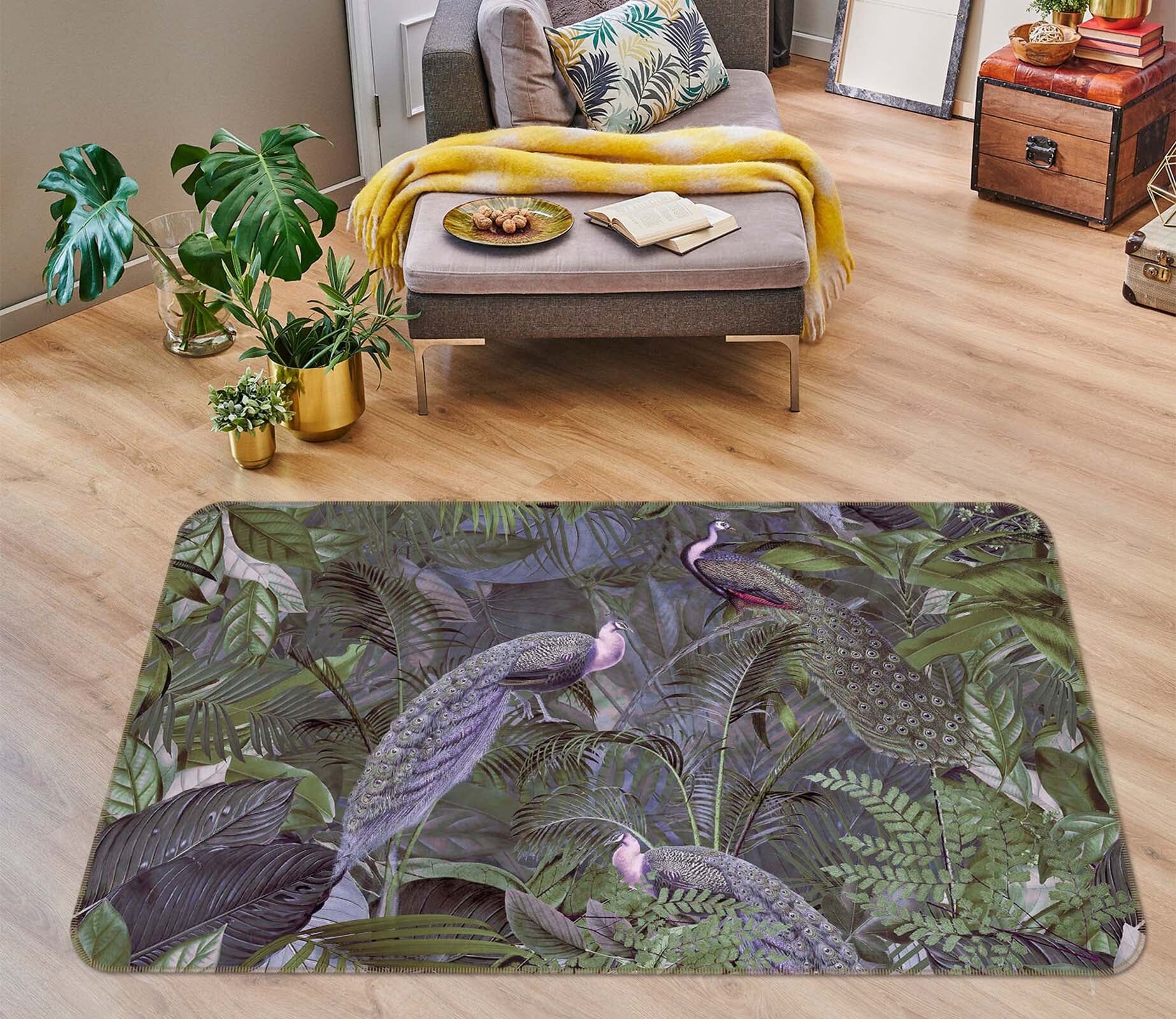 3D Forest Peacock 1012 Andrea haase Rug Non Slip Rug Mat Mat AJ Creativity Home 
