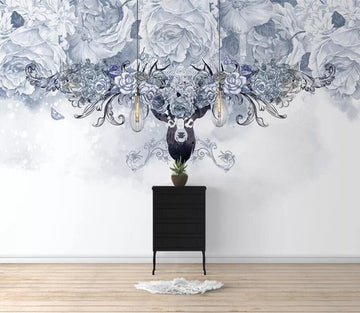 3D Flower Deer 2549 Wall Murals Wallpaper AJ Wallpaper 2 