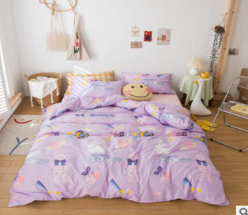3D Purple Pattern 40223 Bed Pillowcases Quilt