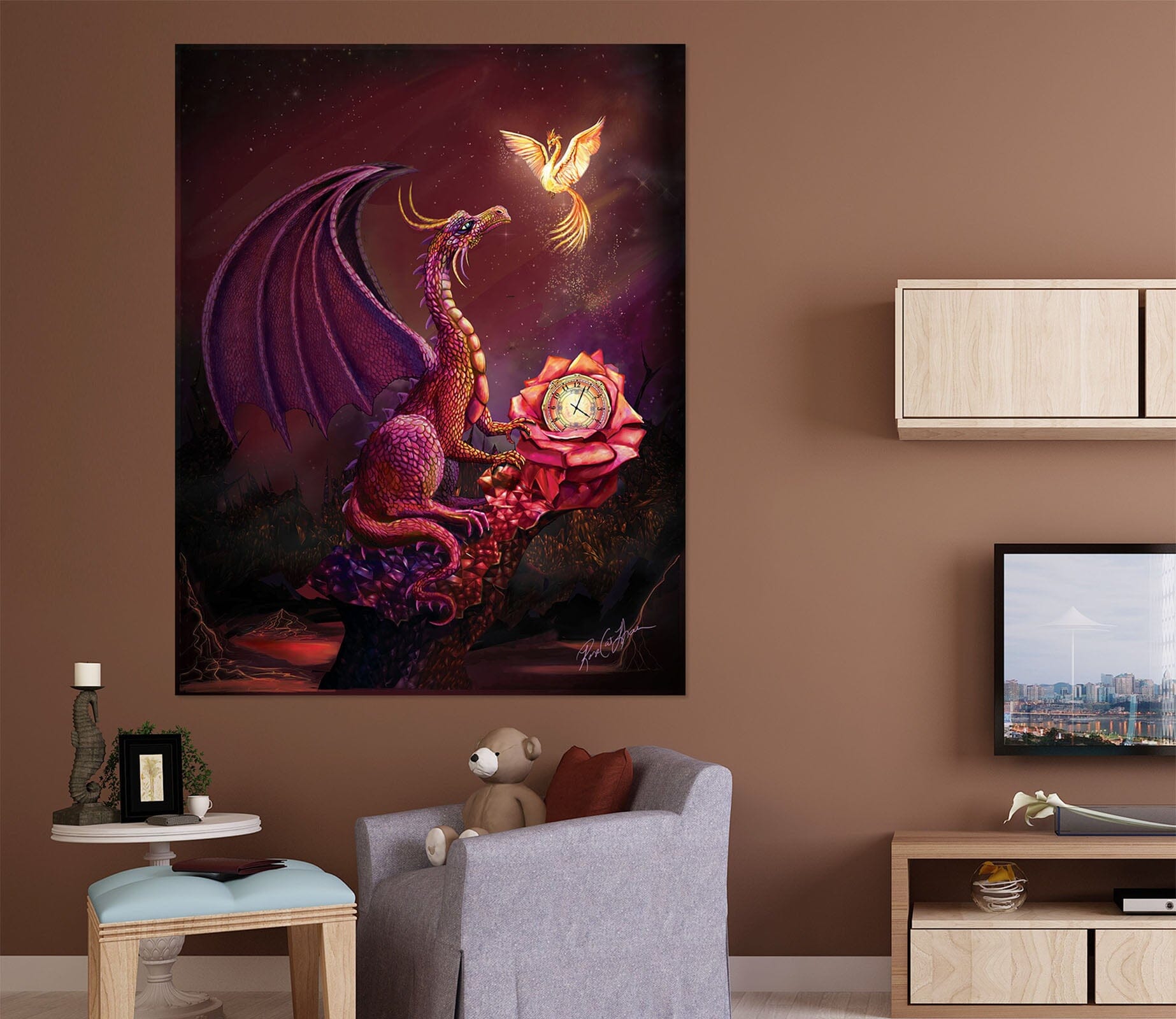 3D Flying Dragon 123 Rose Catherine Khan Wall Sticker Wallpaper AJ Wallpaper 2 